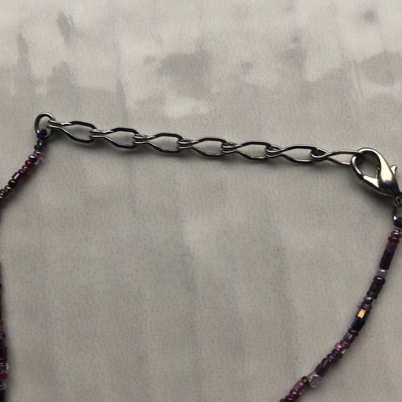 3 Ball Dangle Lavender Hand Beaded Necklace - Picture 6 of 6